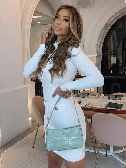 Fina Damklänningar Modern Chic Tight Polyester Ovanför Knäet-6