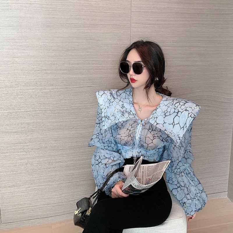 Dam Blus Mörk Design Polyester och Bambufiber Klassisk Passform-3