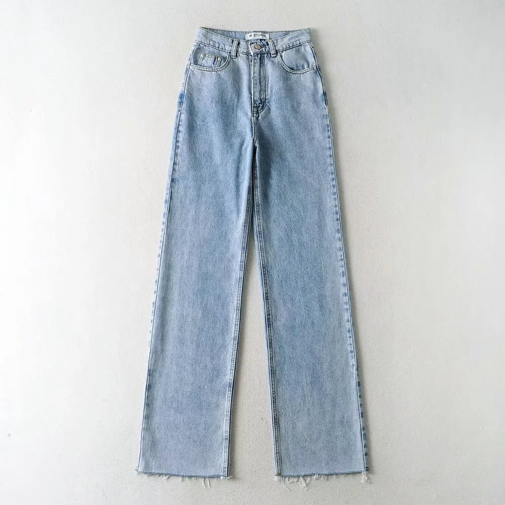 Dam Jeans Hög Midja Mjuk Bomull 9