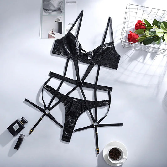 Damunderkläder Set Sexiga Polyester med Urtag och Tight Passform-1