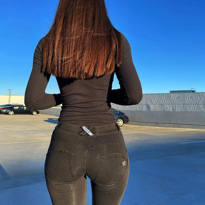 Dam Jeans Hög Midja Slim Fit Bomull Spandex-6