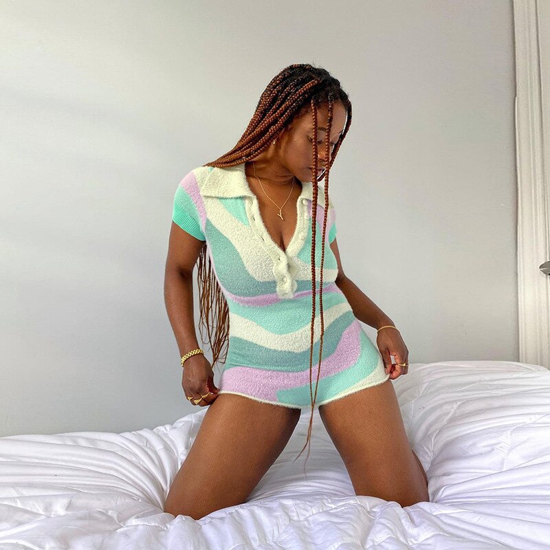 Dam Romper Geometrisk Design Ull Polyester-4