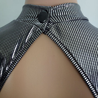 Kvinnors Ärmlös Glittrig Miniklänning Polyester Ovanför Knäet-5