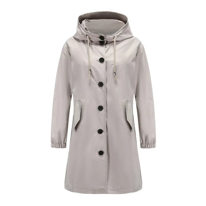 Dam Trenchcoat Vattenavvisande Klassisk Stil Långt Tyg-1