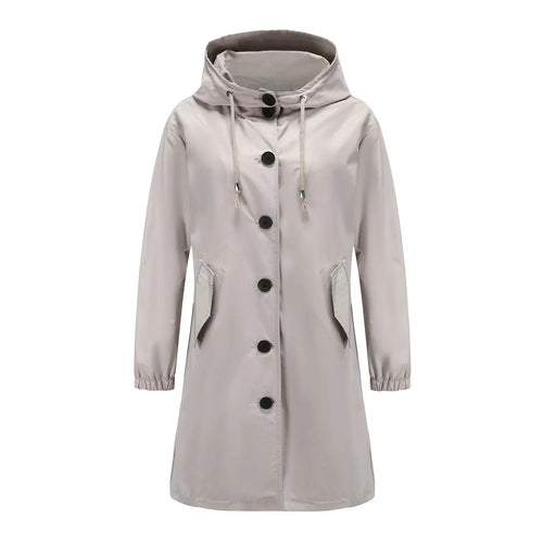 Dam Trenchcoat Vattenavvisande Klassisk Stil Långt Tyg-1