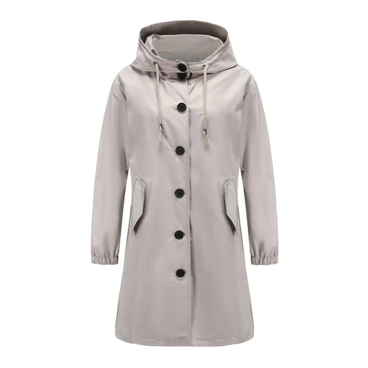 Dam Trenchcoat Vattenavvisande Klassisk Stil Långt Tyg-1