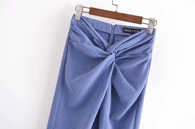 Dam Midi Kjol Rynkad Bomullsblandning-5