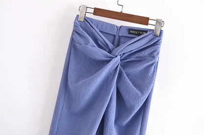 Dam Midi Kjol Rynkad Bomullsblandning-5