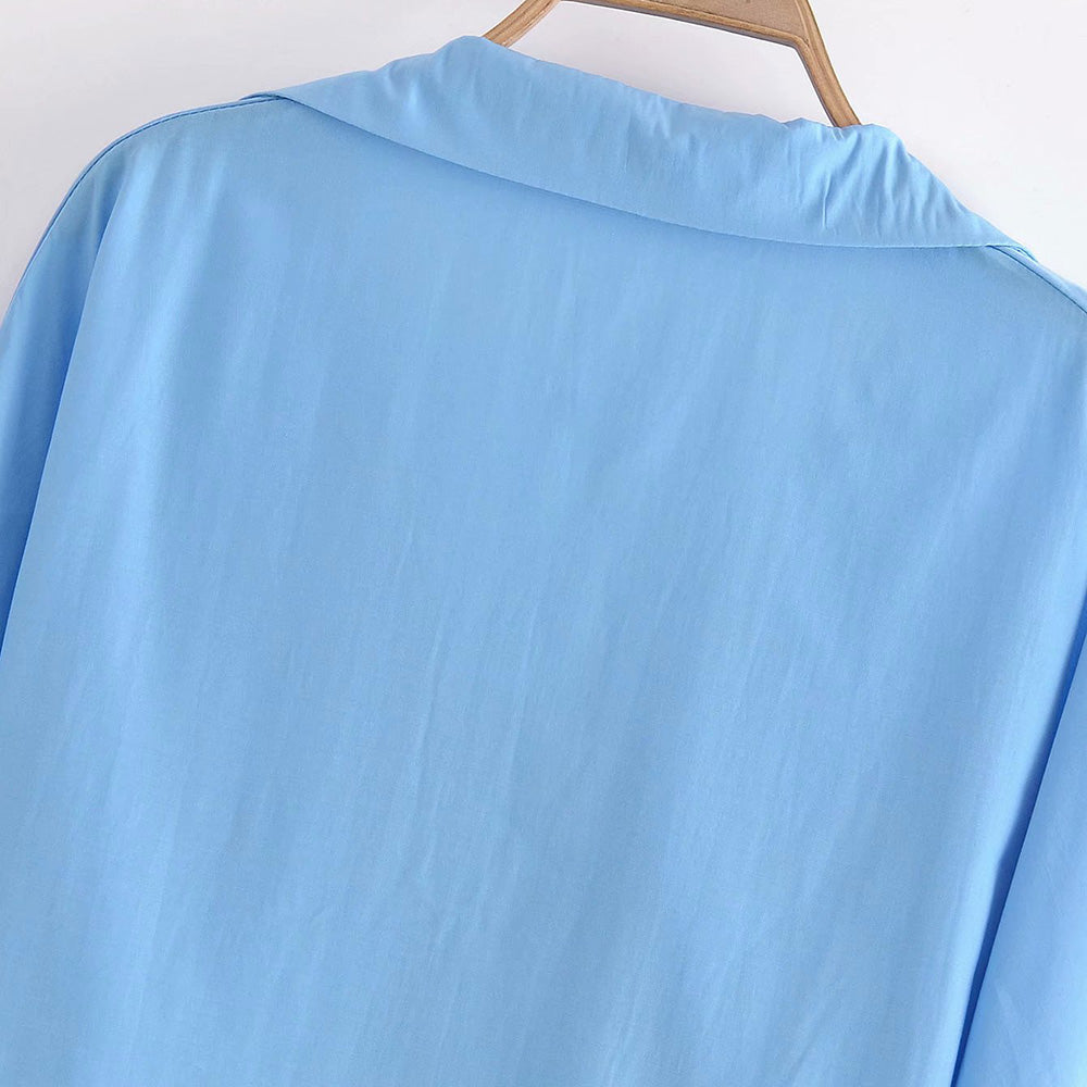 Dam Blus Långärmad V-ringad Polyester-5