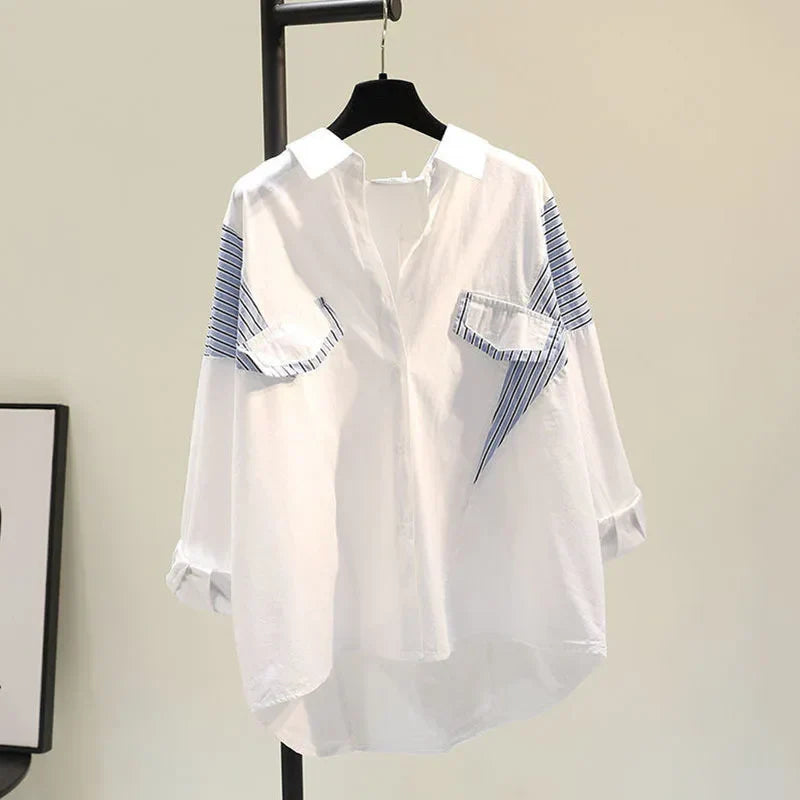 Variant image for Dam Långärmad T-shirt Patchwork Mjuk Bomullsblandning-2