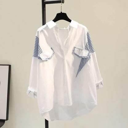Variant image for Dam Långärmad T-shirt Patchwork Mjuk Bomullsblandning-2