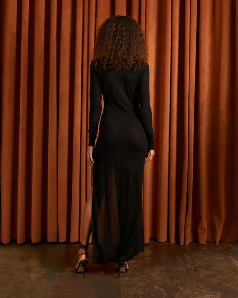 Maxiklänning Dam Transparent Design Polyester Spandex-6