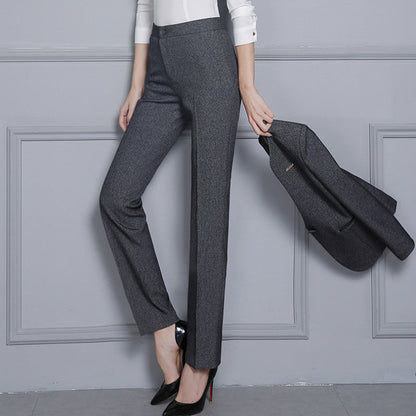 Snygga Byxor Dam Elegant Monokrom Polyester med Blixtlås och Knappstängning-3