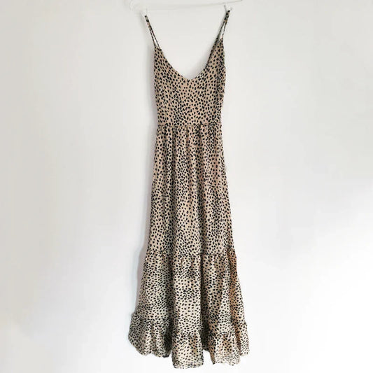Maxiklänning Dam Leopardmönster Luftigt Polyester-1