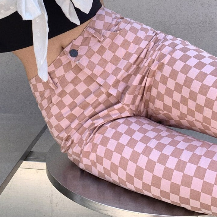 Dam Ridbyxor Avslappnad Bomull med Hög Midja och Praktiska Fickor-2