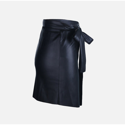 Dam Minikjol Asymmetrisk PU-läder Hög Midja-5