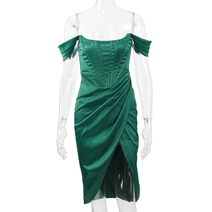 Kvinnors Aftonklänning Knäslängd Med Remmar Högkvalitativt Material-3