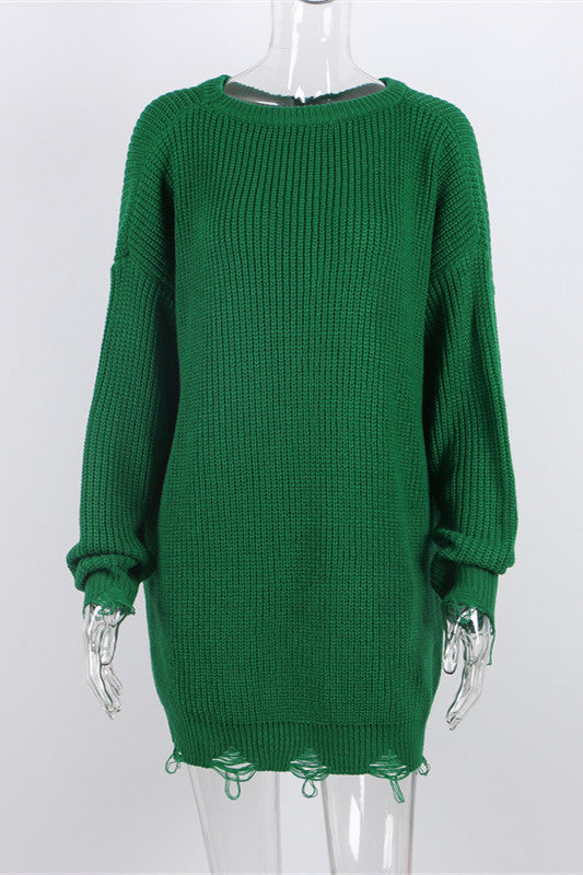 Dam Stickad Överdimensionerad Tröja Rippad Akryl-5