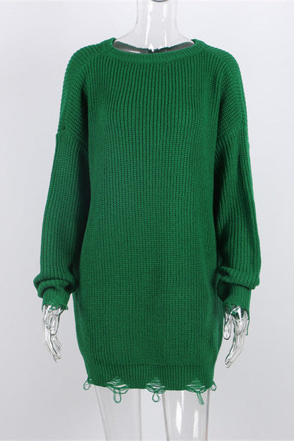 Dam Stickad Överdimensionerad Tröja Rippad Akryl-5