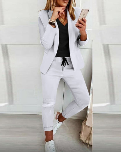 Elegant Dam Blazer Set i Sammet – Modern och Feminin Design, Mjuk och Stretchig, Perfekt för Arbete och Fritid, Finns i Flera Färger 3