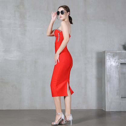 Dam Midiklänning Kolumn Polyester Ärmlös-2