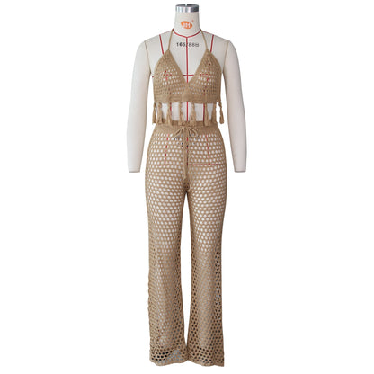 Dam Jumpsuit Kort Blus Långa Byxor Polyester Spandex-4