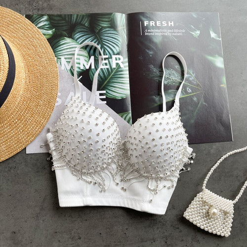 Kvinnors Festtopp Spaghetti Band Polyester med Strass och Tofsar-1