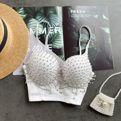 Variant image for Kvinnors Festtopp Spaghetti Band Polyester med Strass och Tofsar-1