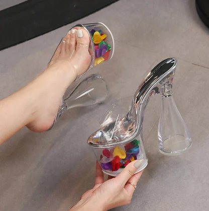 Dam Sandaler Hög Klack PVC Chunky Klack-5