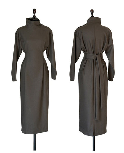 Kvinna Midi Klänning A-Linje Syntetfiber-5