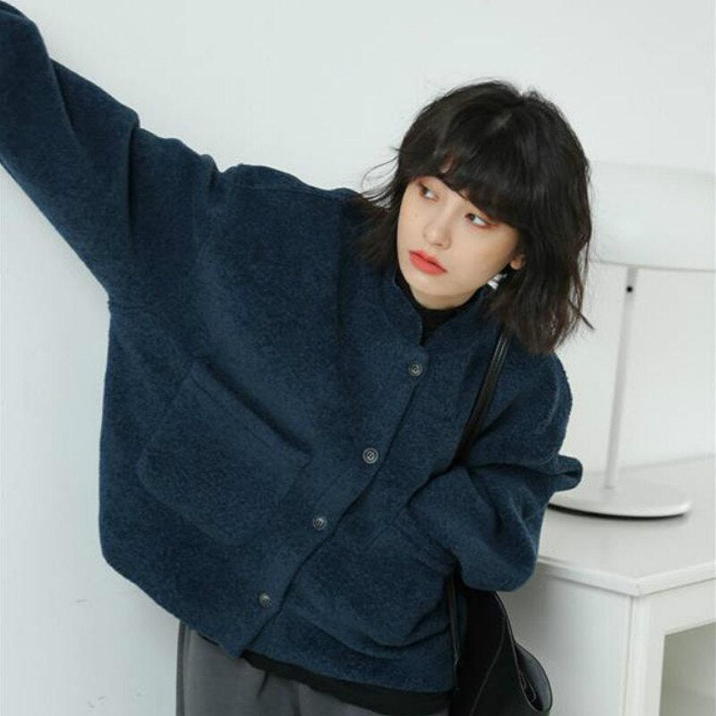 Damjacka Avslappnad Långärmad Bomull-3