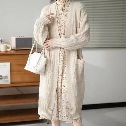 Dam Kappa Lång Av Tjock Stickad Polyester Med Avslappnad Passform 11