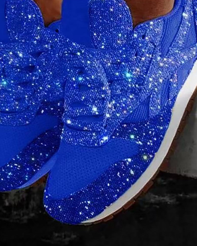 Kvinnors Muffinskor med Paljetter och Justerbara Snören Textil Syntet-4