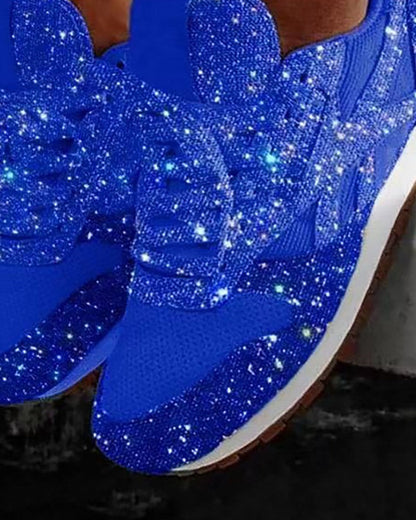 Kvinnors Muffinskor med Paljetter och Justerbara Snören Textil Syntet-4