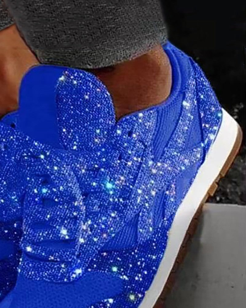 Kvinnors Muffinskor med Paljetter och Justerbara Snören Textil Syntet-5