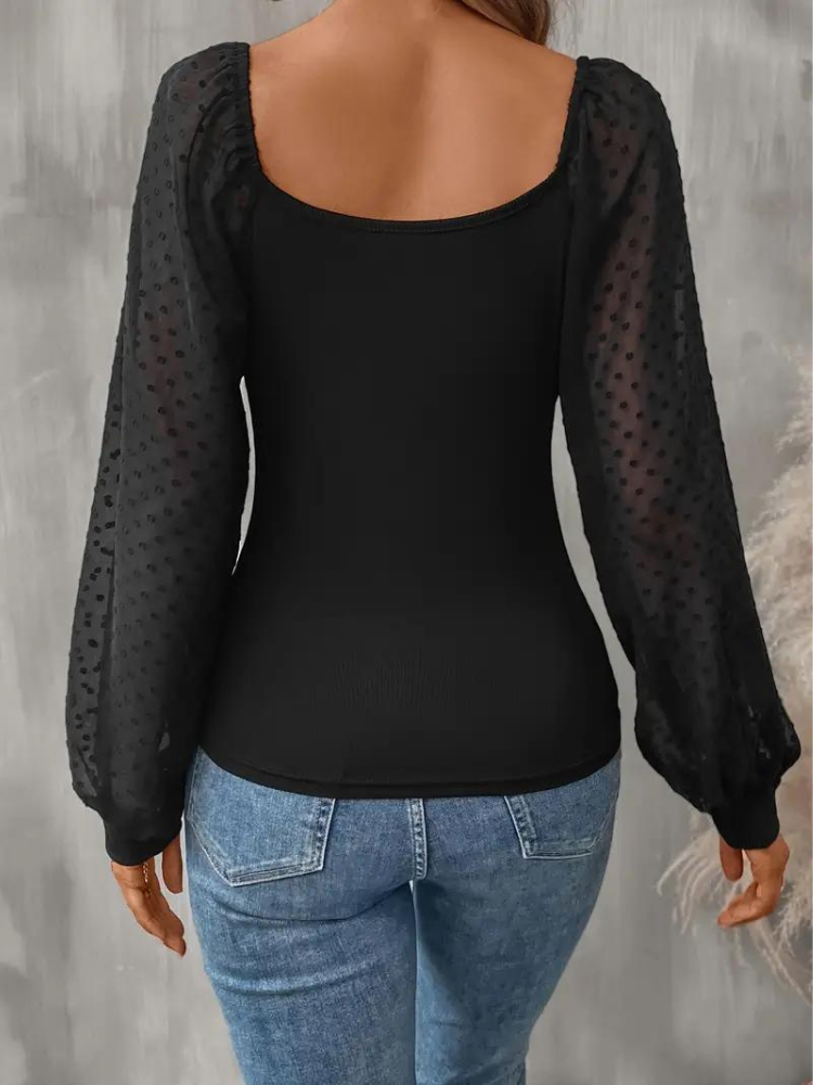 Dam Blus Transparenta Ärmar Lätt Polyester 2