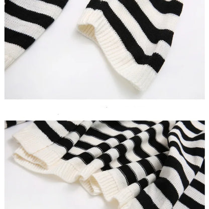 Dam Kofta Öppen Front Randig Mjuk Stickad Kvalitet-4