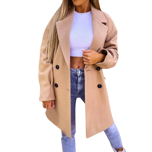 Dam Trench Coat i Bomull och Polyester med Medel Längd – Klassisk Design för Vår och Höst, Flera Färger och Storlekar S-2XL 5