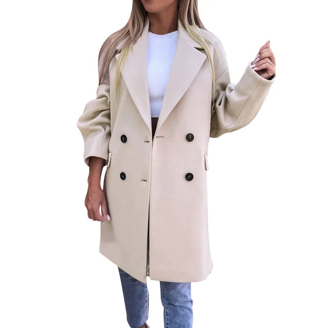 Dam Trench Coat i Bomull och Polyester med Medel Längd – Klassisk Design för Vår och Höst, Flera Färger och Storlekar S-2XL 6