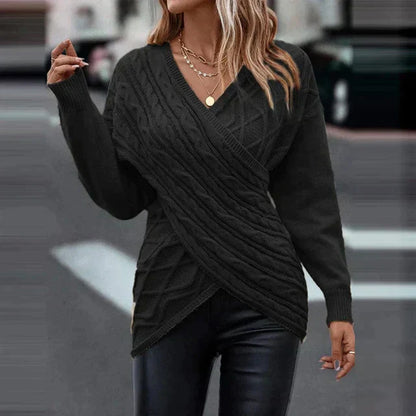 Variant image for Kvinno Asymmetrisk Stickad Tröja V-Hals 100% Akryl-11