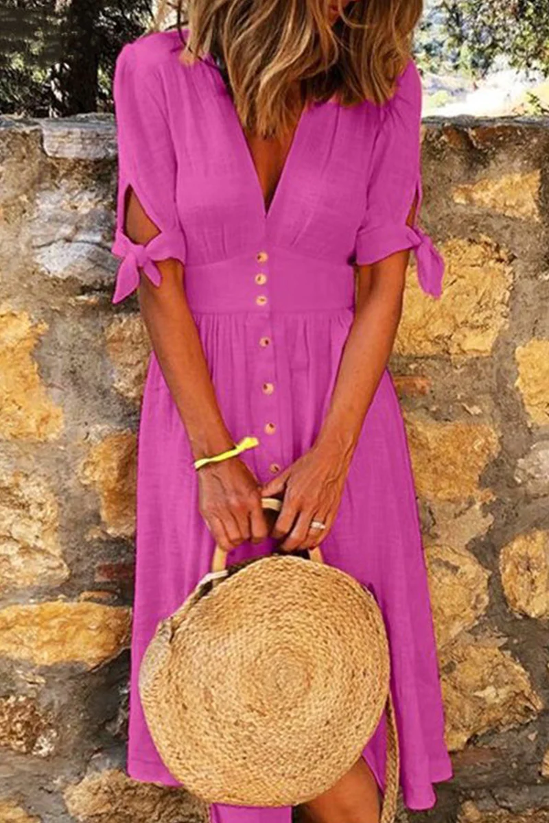 Variant image for Dam Fritidsklänning V-hals Lätt Material Spännstängning-13