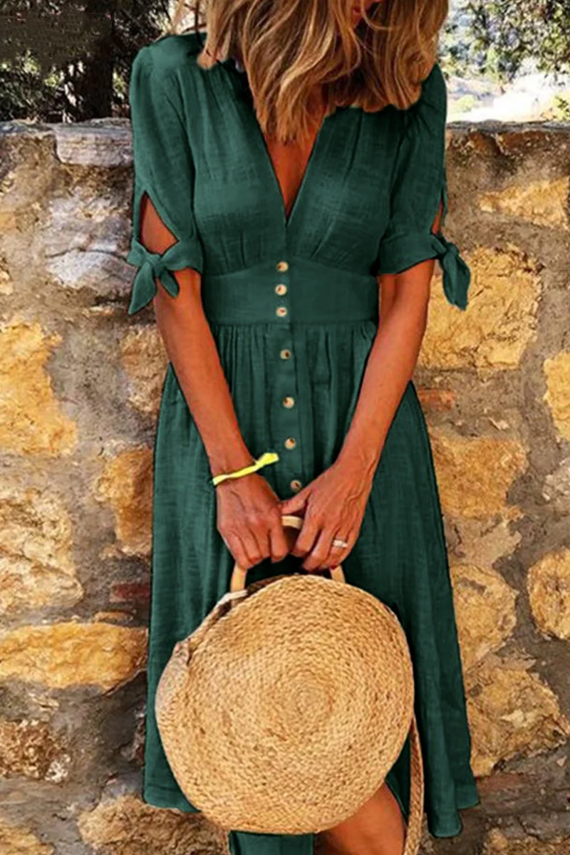 Variant image for Dam Fritidsklänning V-hals Lätt Material Spännstängning-7