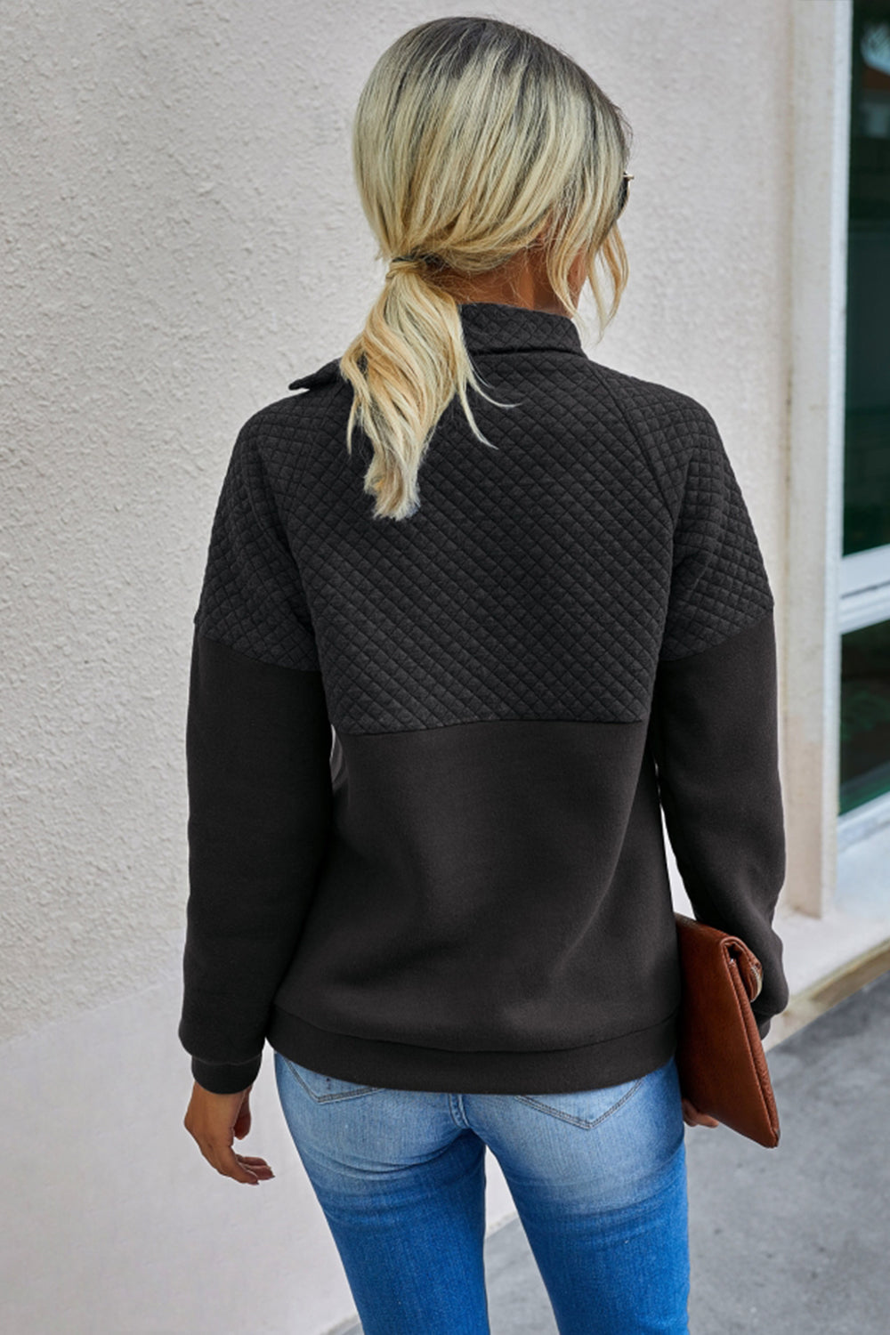 Herr Tröja Ståkrage Patchworkdesign Polyester Lång Ärme 2