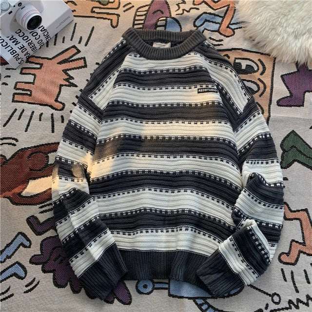 Variant image for Stickad Dam Tröja Randig Ribbad Polyester-11