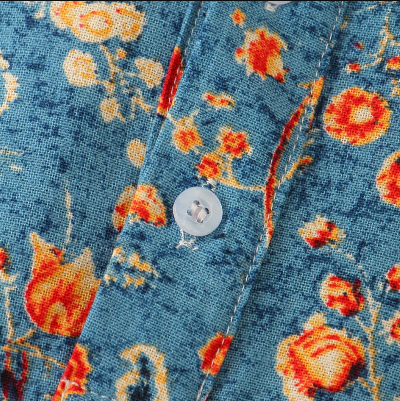 Dam T-Shirt Blommig Löst Passform Halvknäppning Mjuk Tyg-2