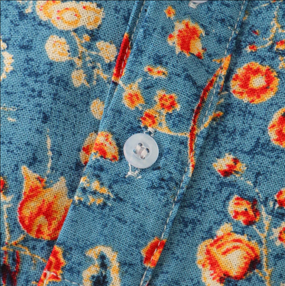 Dam T-Shirt Blommig Löst Passform Halvknäppning Mjuk Tyg-2