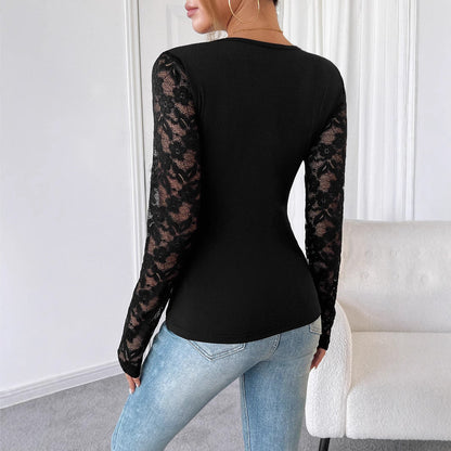 Herrskjorta Slim Fit Långärmad Spets 100% Bomull 2