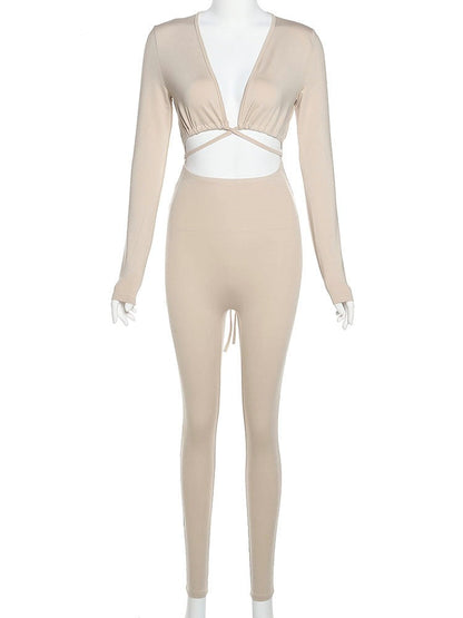 Dam Overall Monokrom i Polyester med Snörning och Tätt Passande Design - Perfekt för Vardag och Utekvällar 4