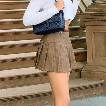 Kvinnors Mini Kjol Veckad Polyester Hög Midja-4