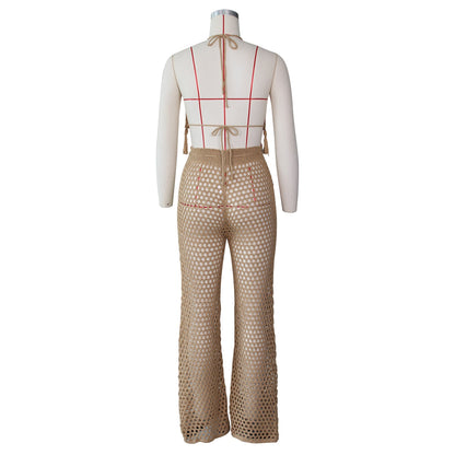 Dam Jumpsuit Kort Blus Långa Byxor Polyester Spandex-6